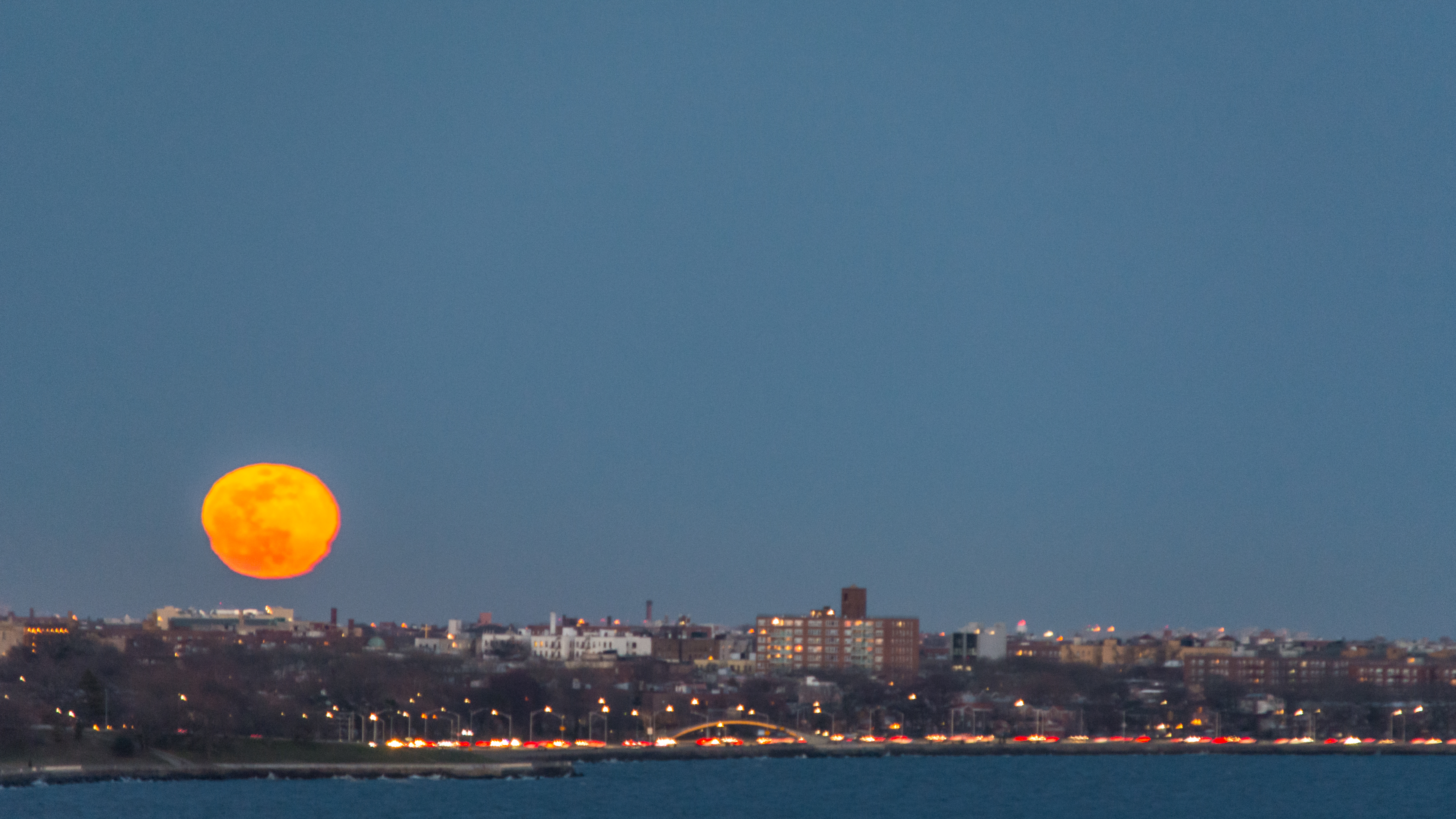 Verrazano Narrows Bridge Moon Horizon-1