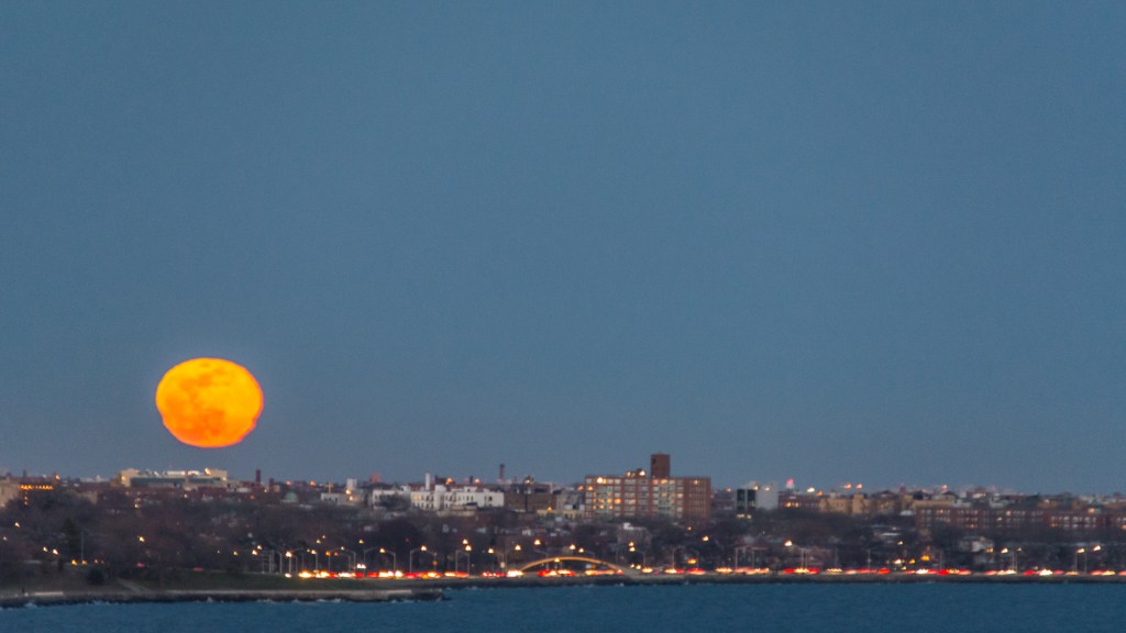 Full Moon Rise over the Verrazano&nbsp;Bridge